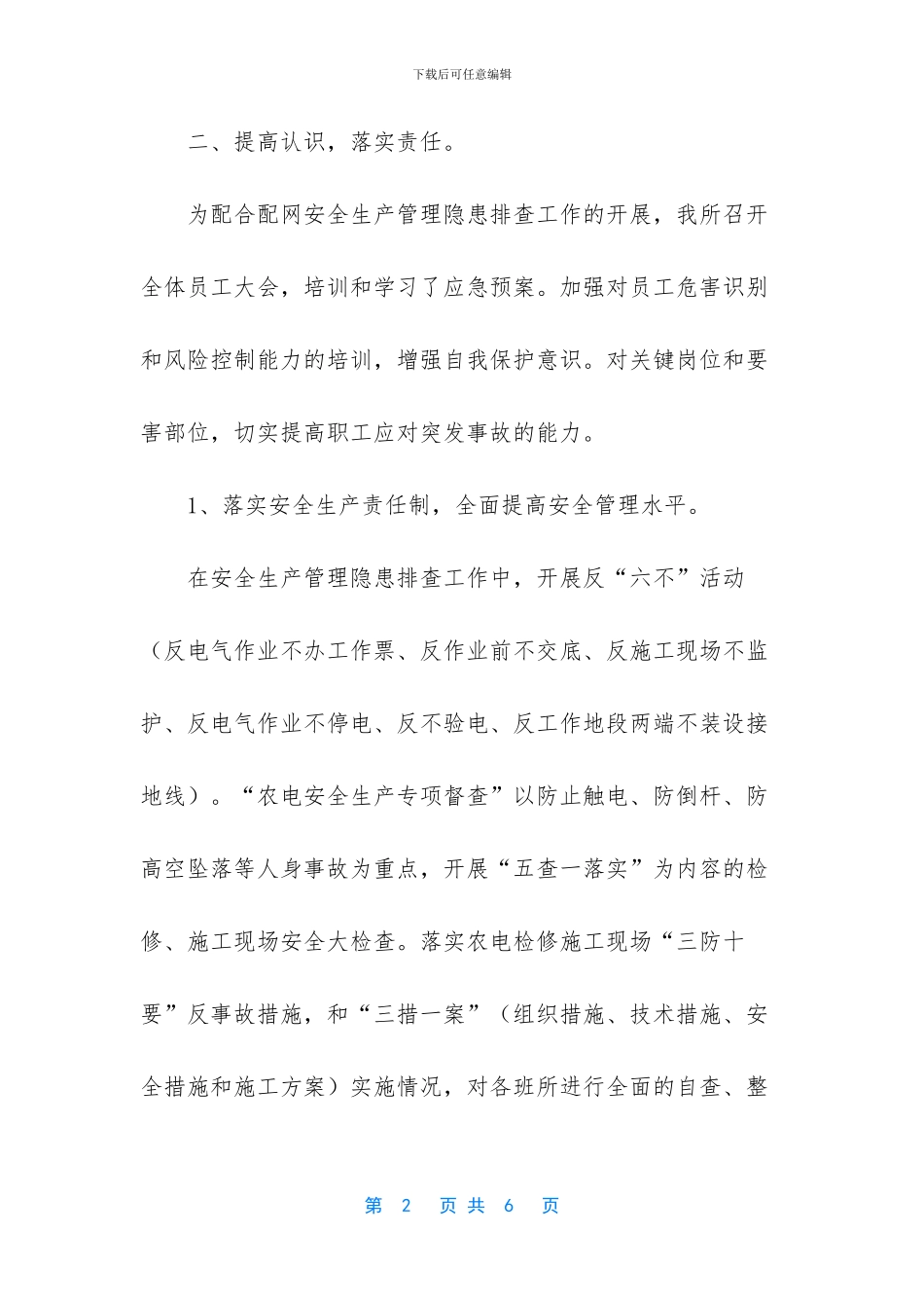 配网安全生产管理隐患排查工作总结范文_第2页