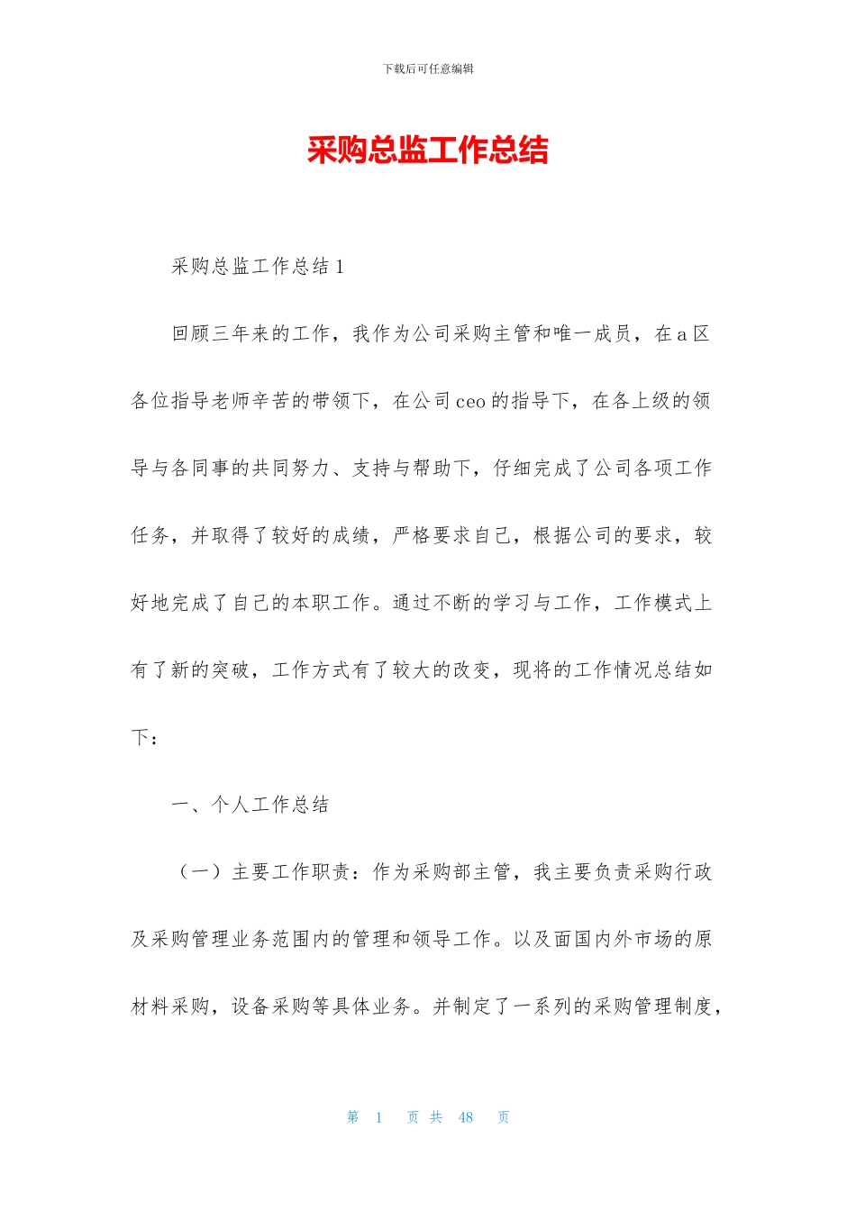 采购总监工作总结_第1页