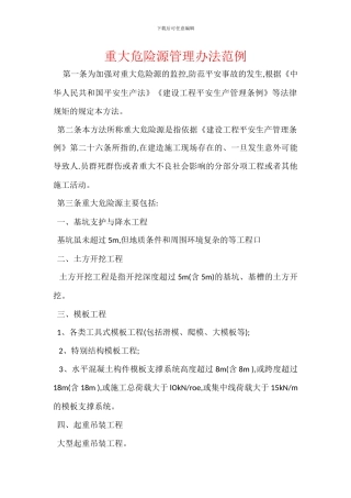 重大危险源管理办法范例