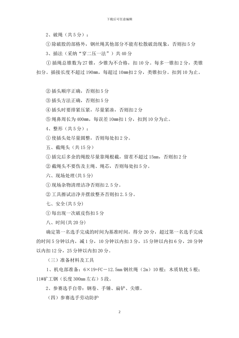 钢丝绳插接绳头技术比武方案_第2页