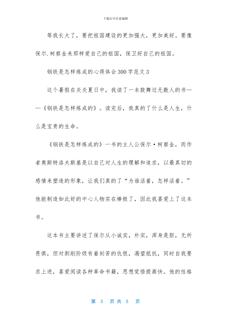 钢铁是怎样炼成的心得体会300字_第3页
