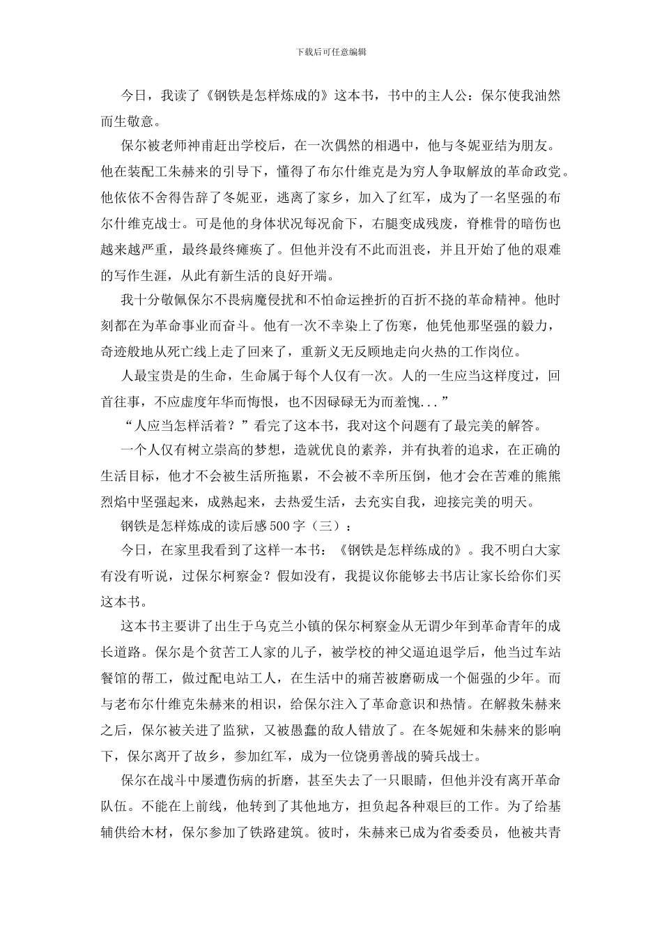 钢铁是怎样炼成的读后感500字20篇_第2页