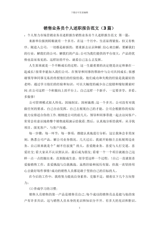销售业务员个人述职报告范文