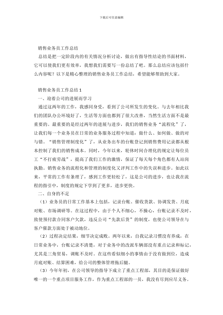 销售业务员工作总结_第2页