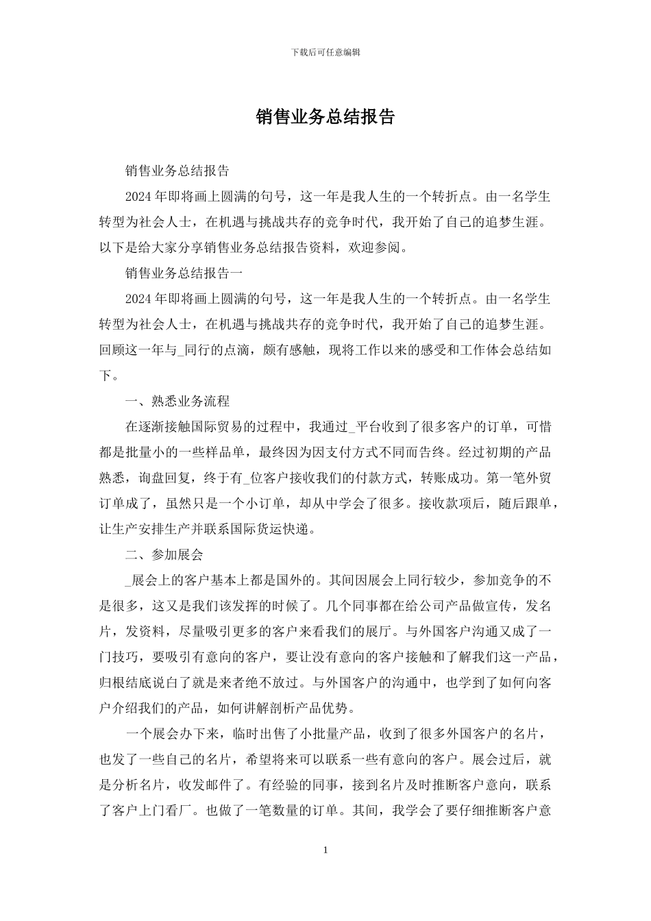 销售业务总结报告_第1页