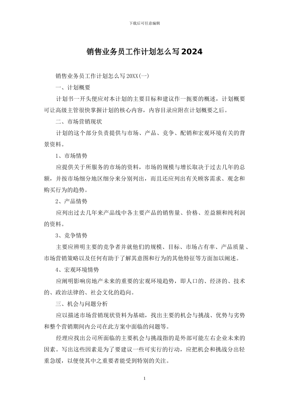 销售业务员工作计划怎么写2024_第1页