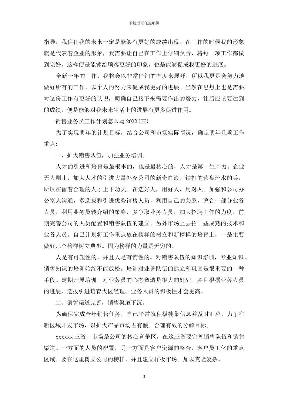 销售业务员工作计划怎么写2024_第3页