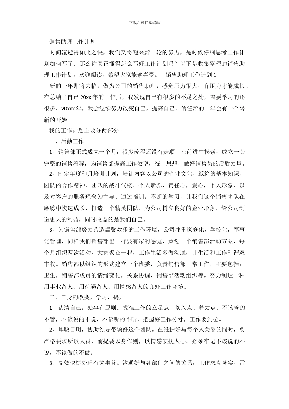 销售助理工作计划_第2页