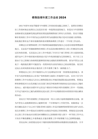销售助理年度工作总结2024