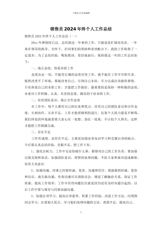 销售员2024年终个人工作总结
