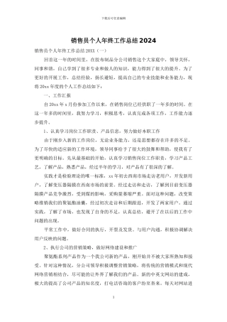 销售员个人年终工作总结2024
