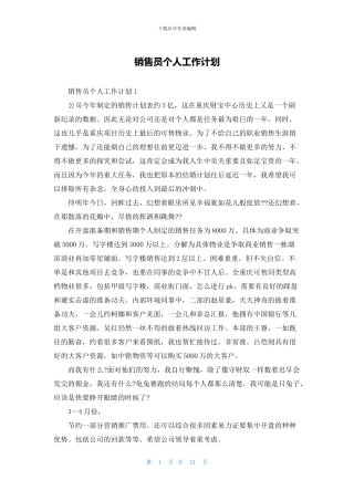 销售员个人工作计划