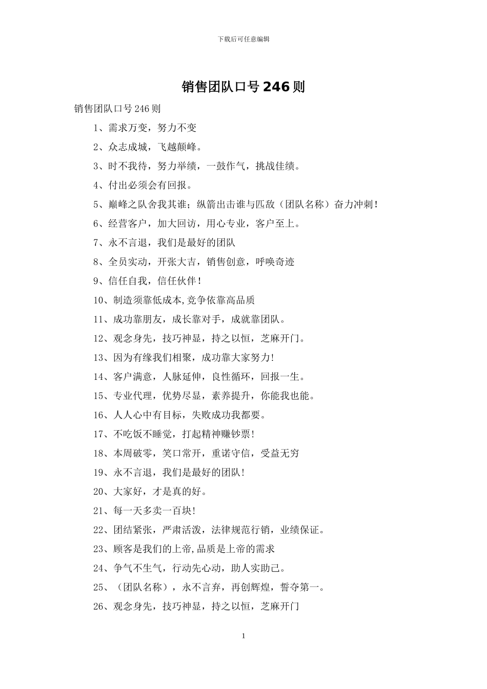 销售团队口号246则_第1页
