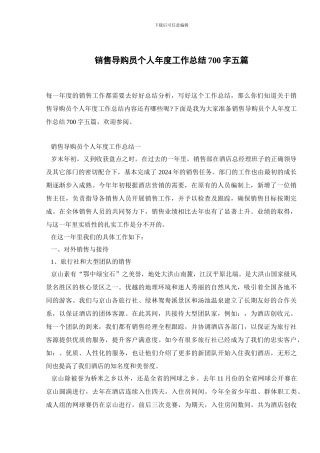 销售导购员个人年度工作总结700字五篇