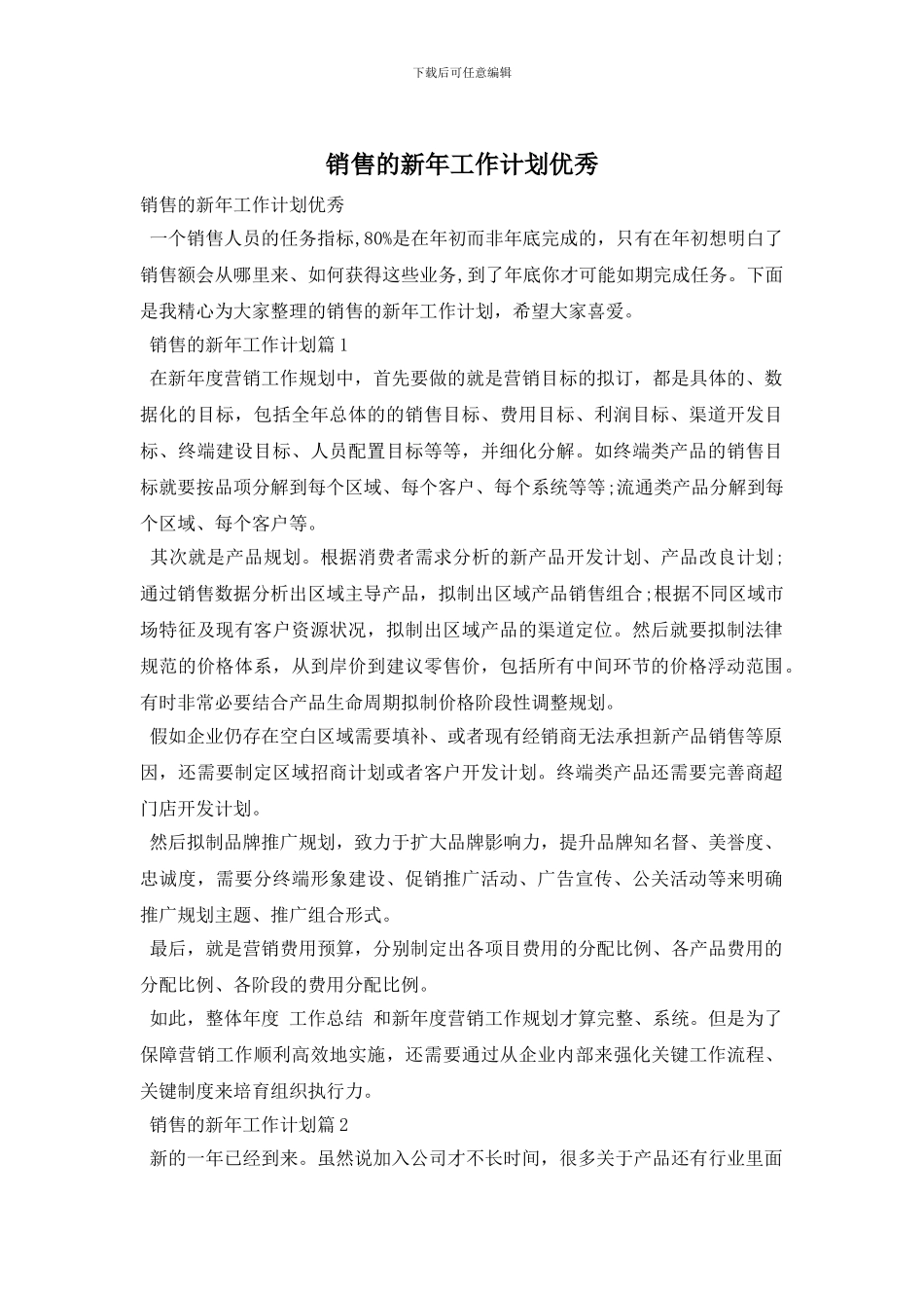 销售的新年工作计划优秀_第1页