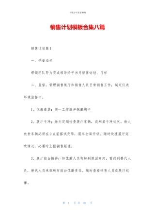 销售计划模板合集八篇
