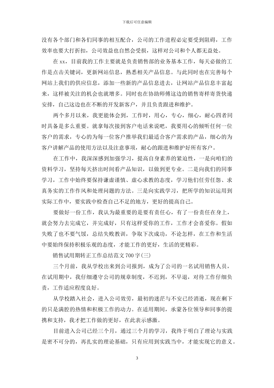 销售试用期转正工作总结范文700字_第3页