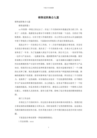 销售述职集合九篇