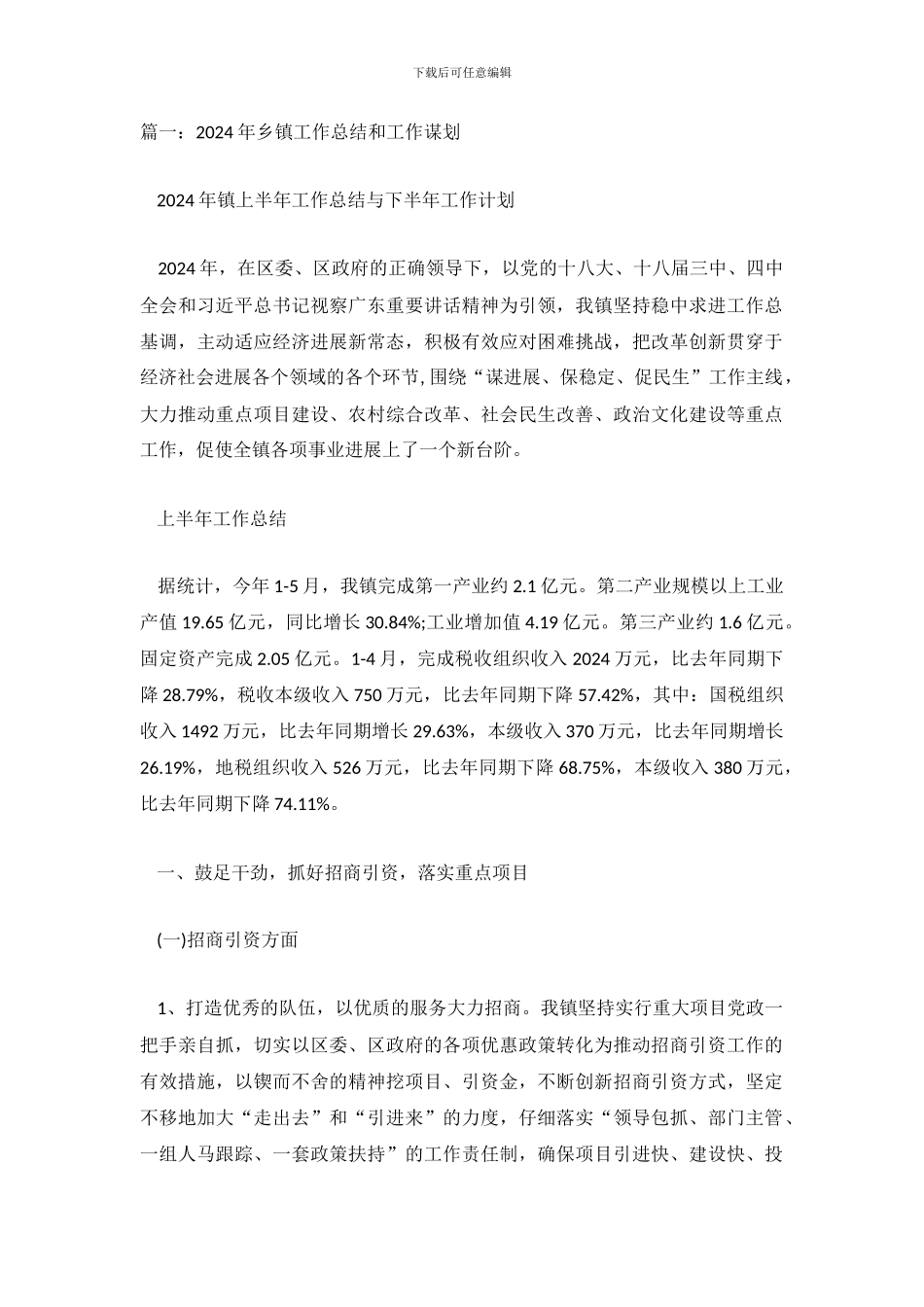 镇2024年工作总结及2024年工作谋划_第2页