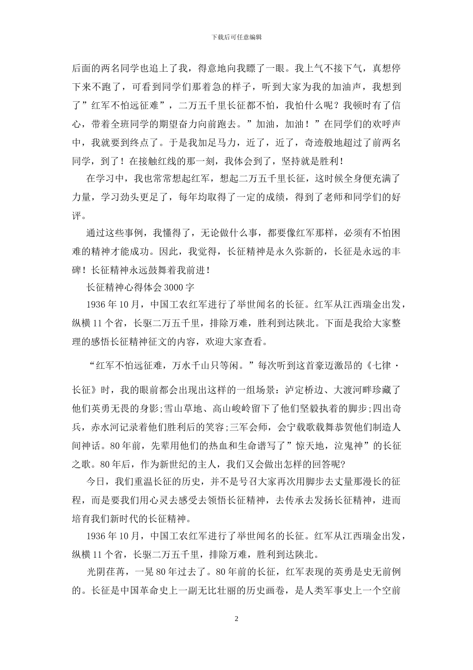 长征精神心得体会3000字_第2页
