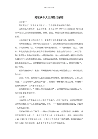 阅读吹牛大王历险记感想