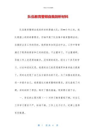 队伍教育整顿自我剖析材料