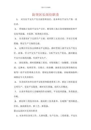 防突区长岗位职责