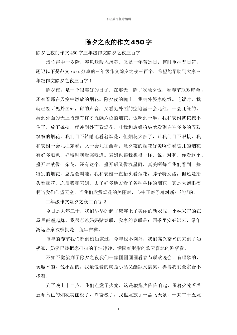 除夕之夜的作文450字-3_第1页