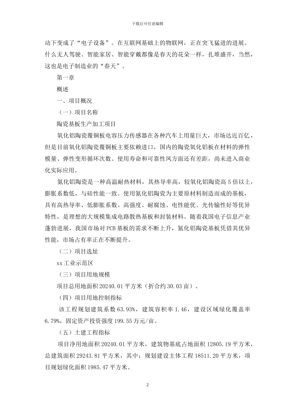 陶瓷基板生产加工项目申报材料例文_第2页