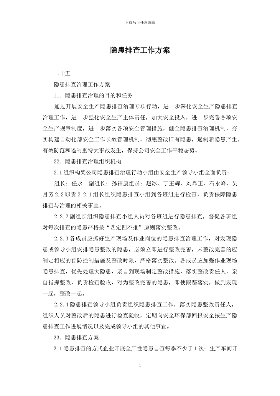 隐患排查工作方案_第1页
