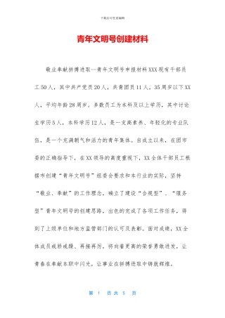 青年文明号创建材料