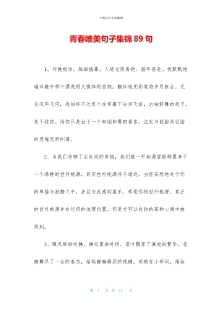 青春唯美句子集锦89句