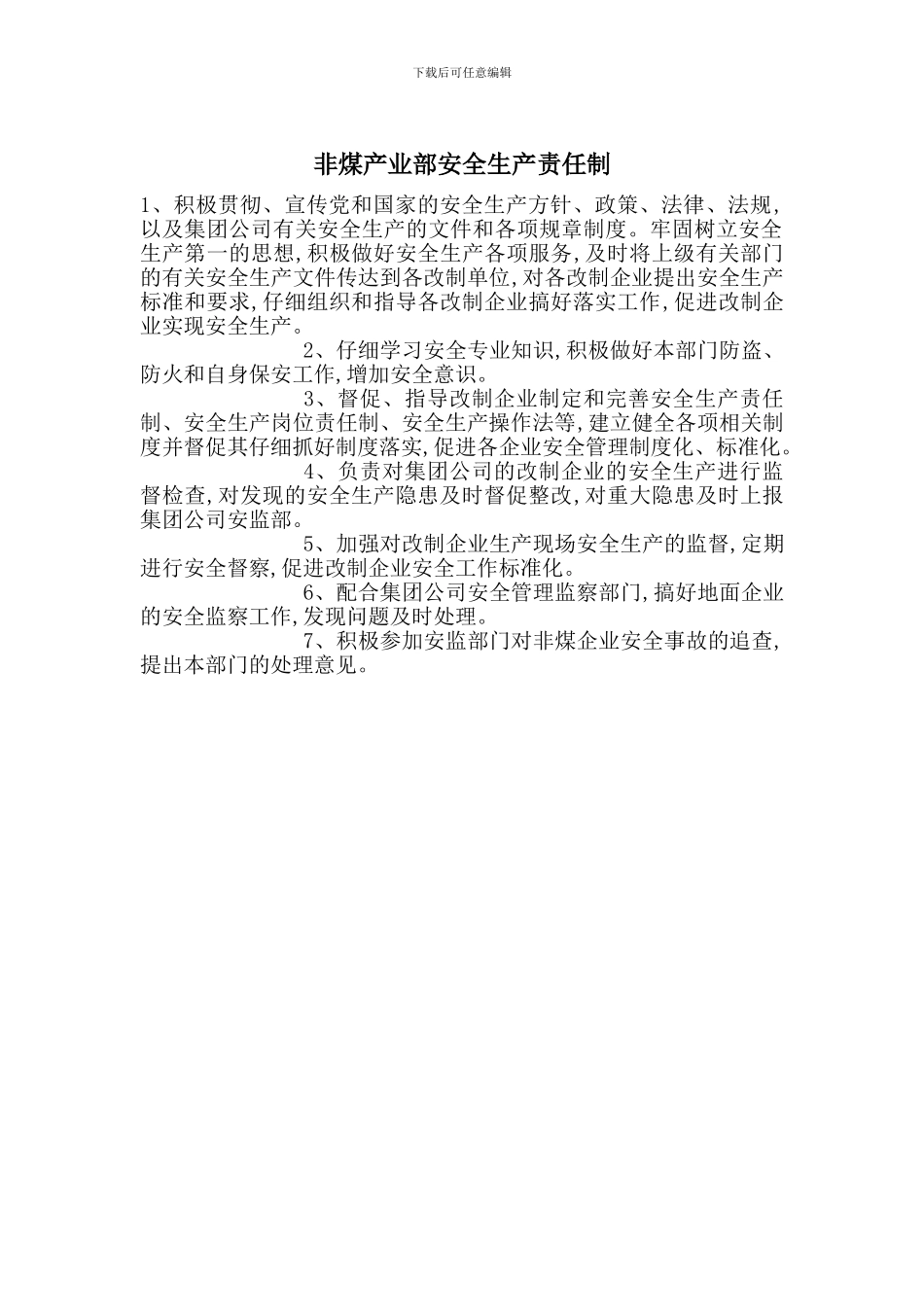 非煤产业部安全生产责任制_第1页