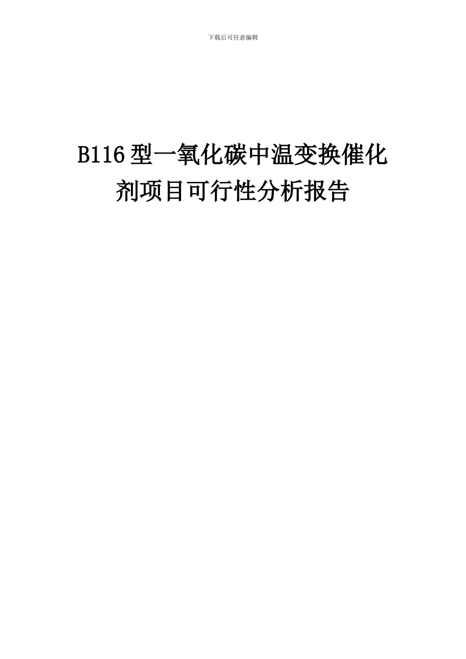 2024年B116型一氧化碳中温变换催化剂项目可行性分析报告_第1页
