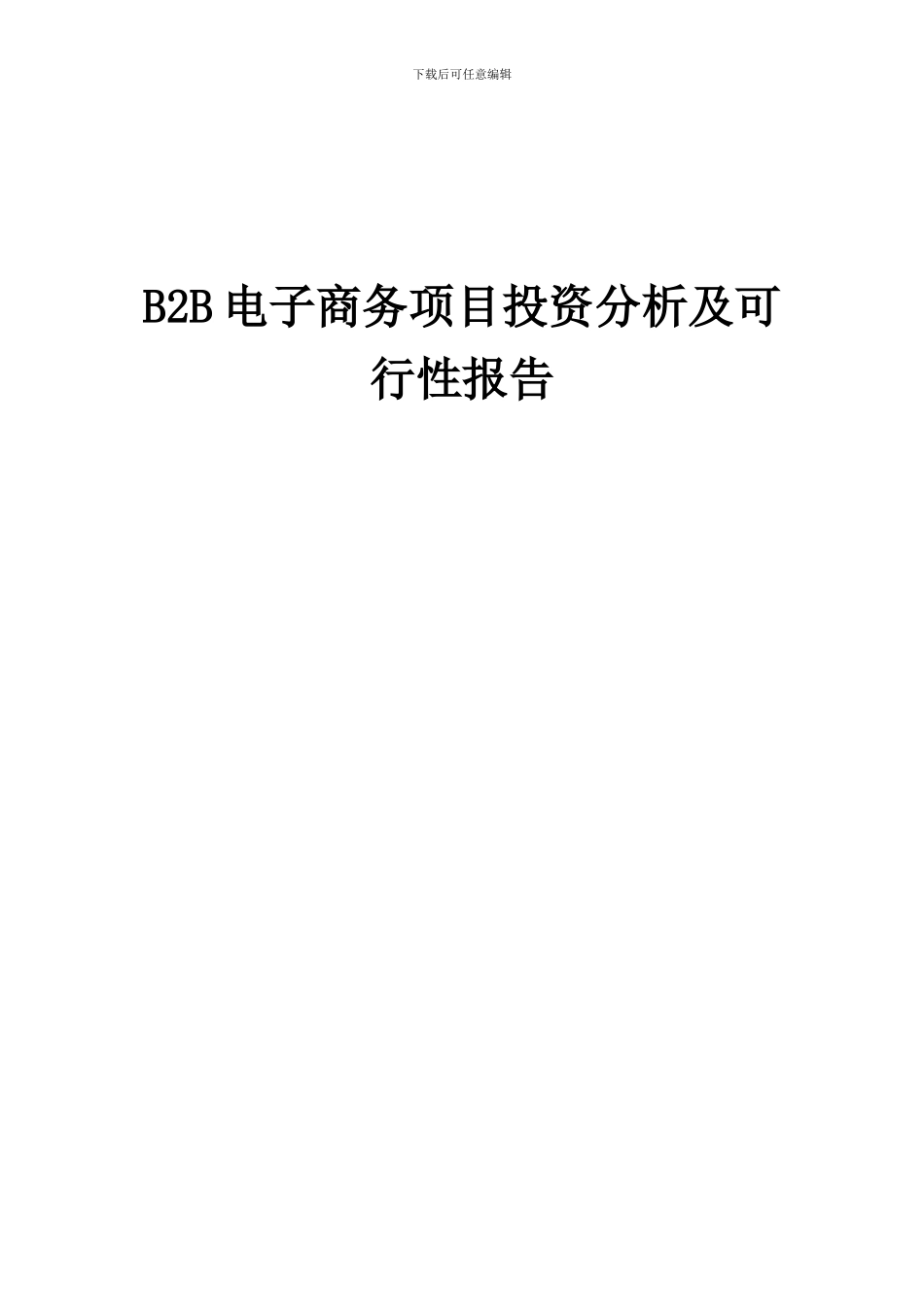 2024年B2B电子商务项目投资分析及可行性报告_第1页