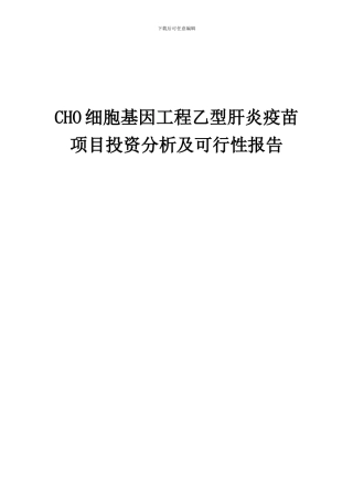 2024年CHO细胞基因工程乙型肝炎疫苗项目投资分析及可行性报告
