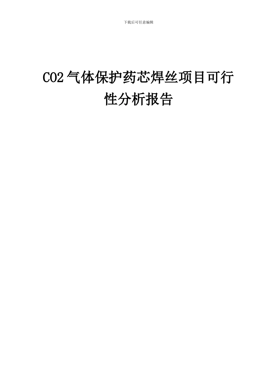 2024年CO2气体保护药芯焊丝项目可行性分析报告_第1页