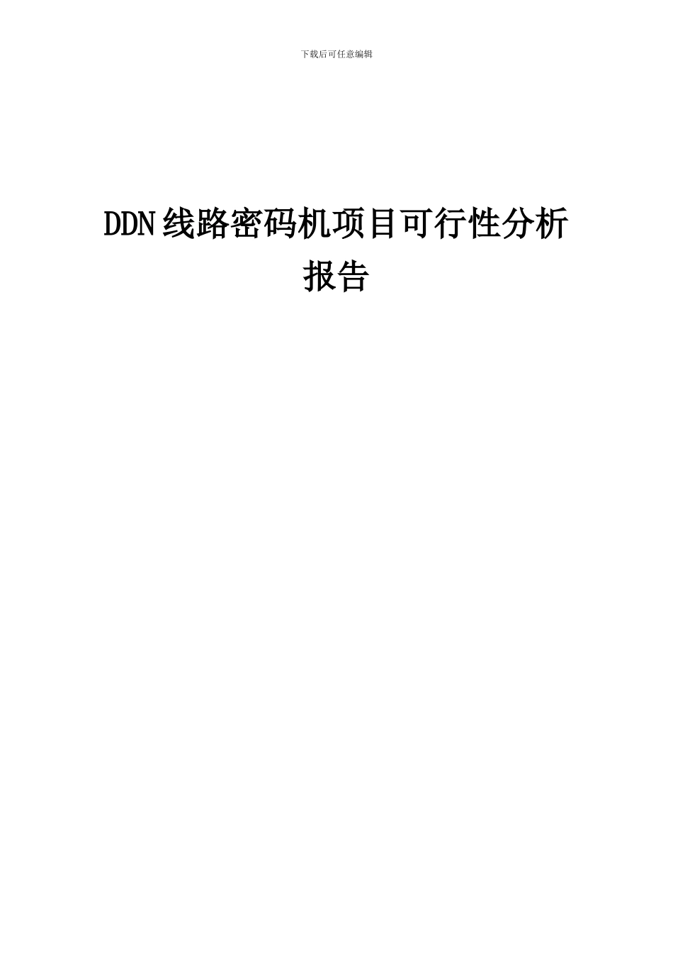 2024年DDN线路密码机项目可行性分析报告_第1页