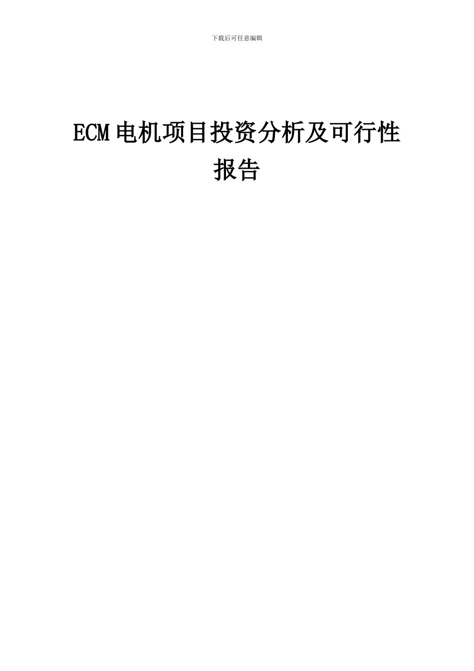 2024年ECM电机项目投资分析及可行性报告_第1页