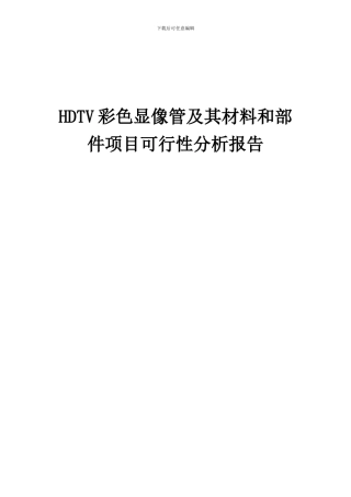 2024年HDTV彩色显像管及其材料和部件项目可行性分析报告