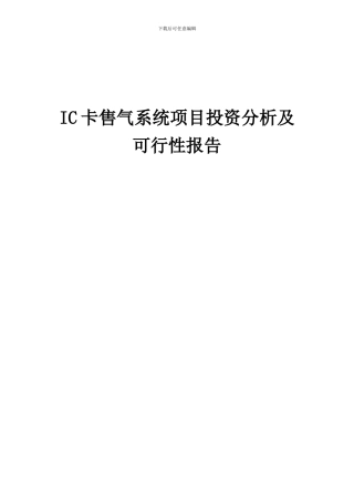 2024年IC卡售气系统项目投资分析及可行性报告