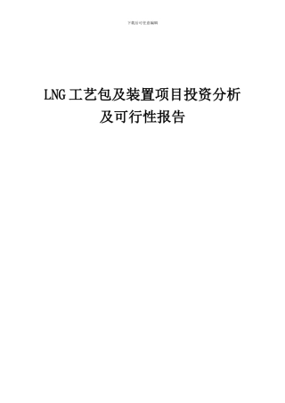 2024年LNG工艺包及装置项目投资分析及可行性报告