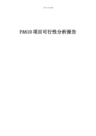2024年PA610项目可行性分析报告