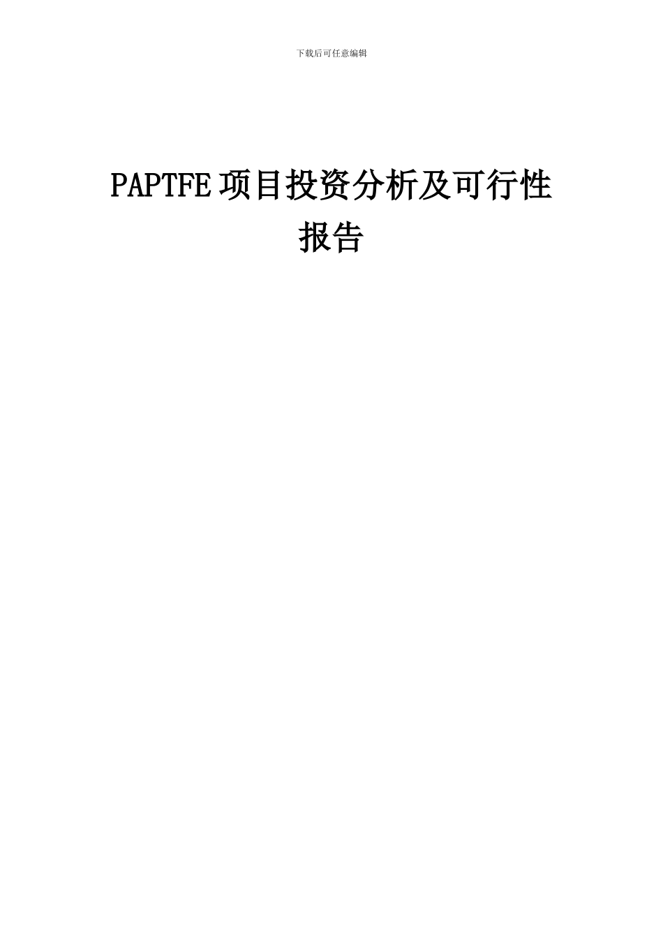 2024年PAPTFE项目投资分析及可行性报告_第1页