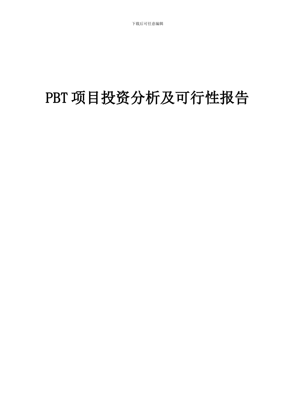 2024年PBT项目投资分析及可行性报告_第1页