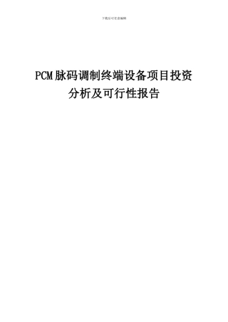 2024年PCM脉码调制终端设备项目投资分析及可行性报告