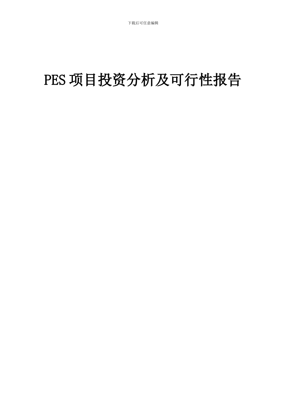 2024年PES项目投资分析及可行性报告_第1页