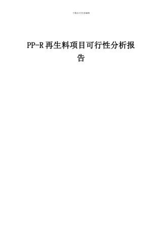 2024年PP-R再生料项目可行性分析报告