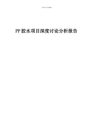 2024年PP胶水项目深度研究分析报告