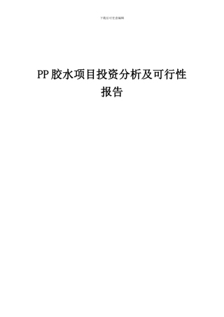 2024年PP胶水项目投资分析及可行性报告